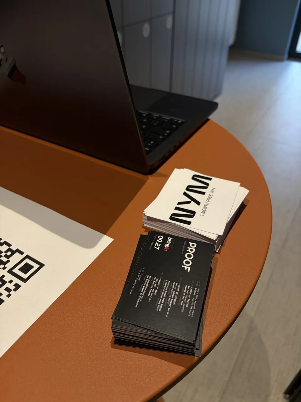 PROOF programme flyers and Nym cards